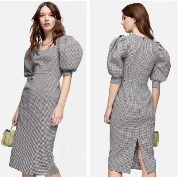 Like new, fitted gingham midi dress. - Picture 1 of 8